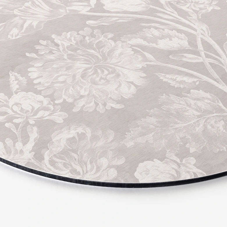 Wandbild Wildblumen in Kreide-Optik Beige - Bloomery Decor - Alu-Dibond Rund 