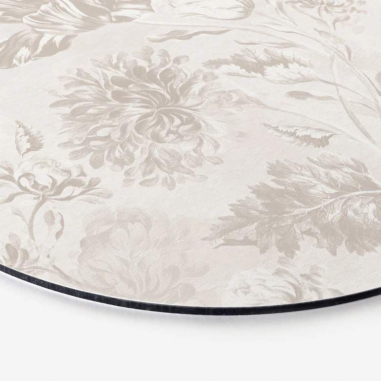 Wandbild Wildblumen in Kreide-Optik Greige - Bloomery Decor - Alu-Dibond Rund 