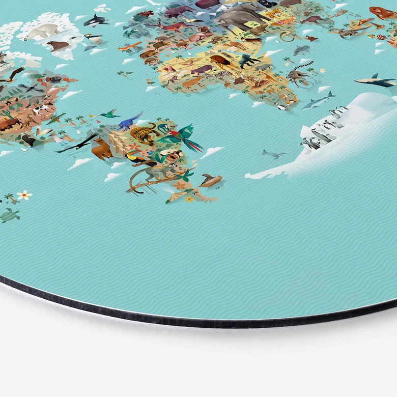 Wandbild World Map - Braun - Alu-Dibond - Rund 