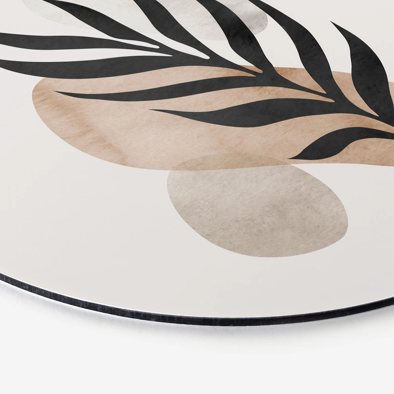 Wandbild Botanische Silhouette mit kunstvoller Geometrie - Costa - Alu-Dibond Rund 