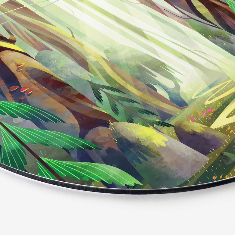 Wall Art Enchanted Forest in the Light - DigitalArtsi - Round - Alu-Dibond 