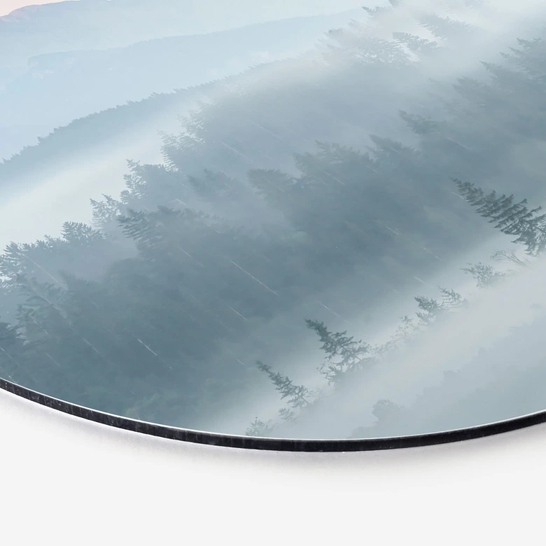 Wandbild Neblige Waldlandschaft im Herbst - Eisenmann - Alu-Dibond Rund 