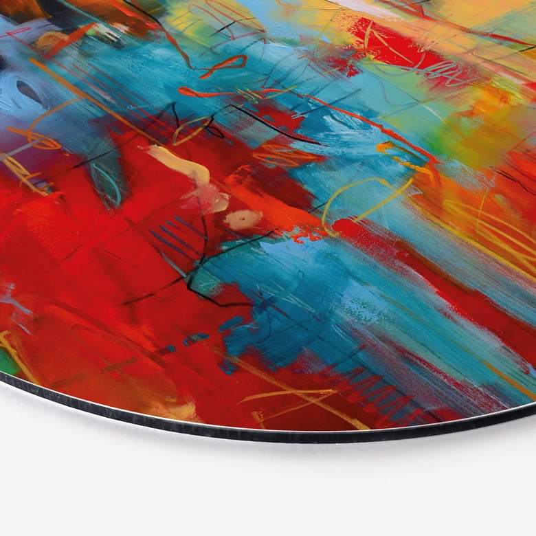 Wandbild Farbenfrohes Chaos - Fedrau - Alu-Dibond Rund 