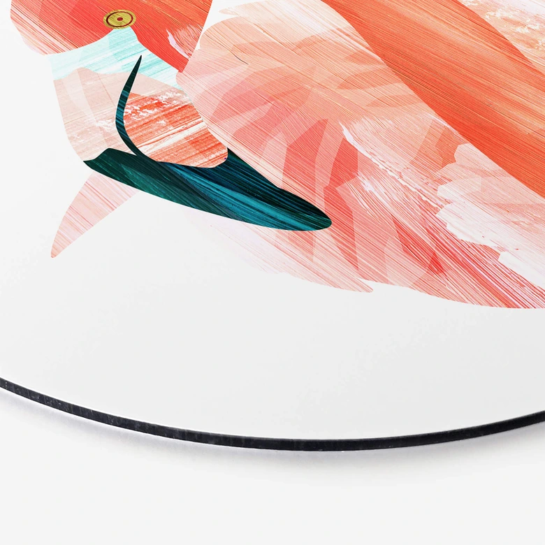 Alu-Dibond Goed Blauw - Pink Flamingo - Rund 