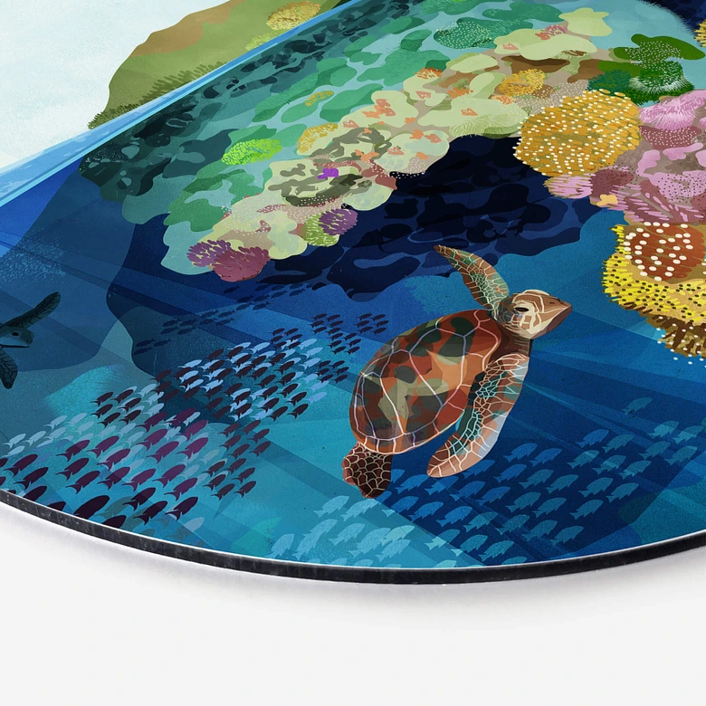 Alu-Dibond Goed Blauw - Unterwasser - Rund 