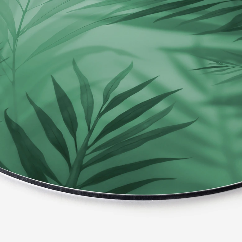 Wandbild Grüne Palmenblätter - Alu-Dibond - Rund 