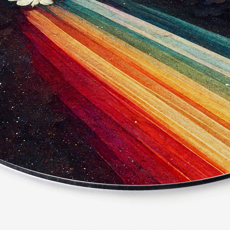 Wandbild Heine - Blumige Grüße aus dem All - Astro Cruise - Alu-Dibond Rund 