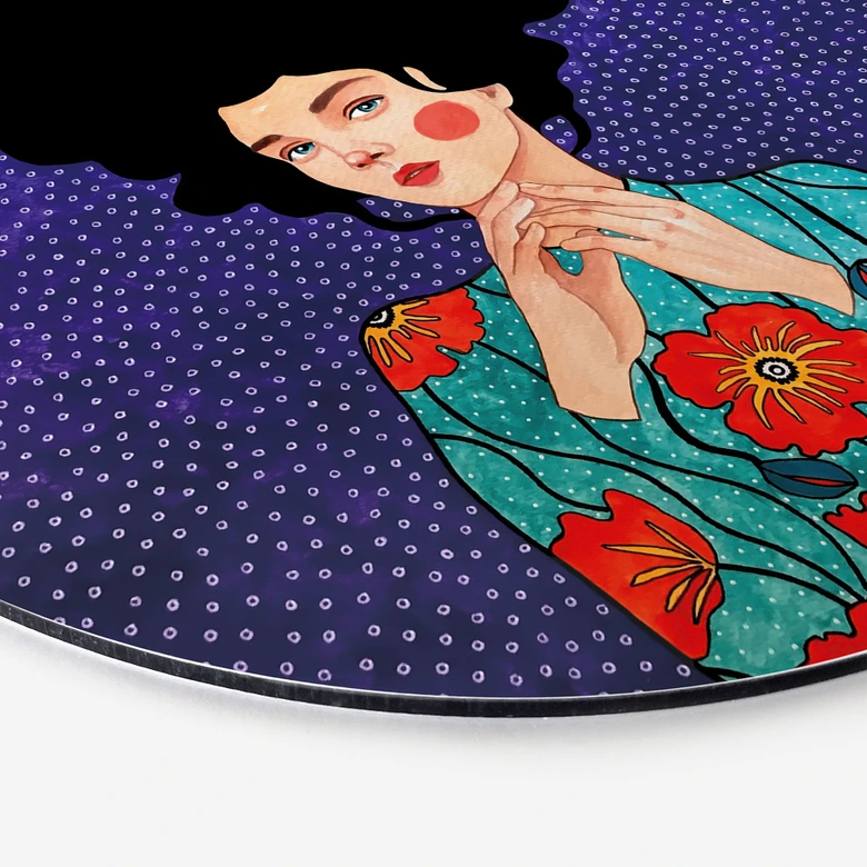 Wandbild Frau im Mohnblumenkleid - Alu-Dibond - Hülya - Rund 
