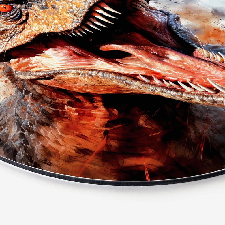 Wandbild T-Rex: Das wilde Gesicht der Urzeit - Jaszke - Alu-Dibond Rund 