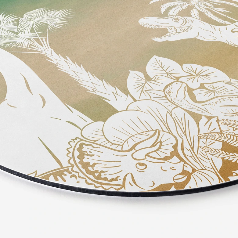 Rundes Wandbild Abenteuerreise zu den Dinosauriern - Ombre - Kikki Belle - Alu-Dibond 