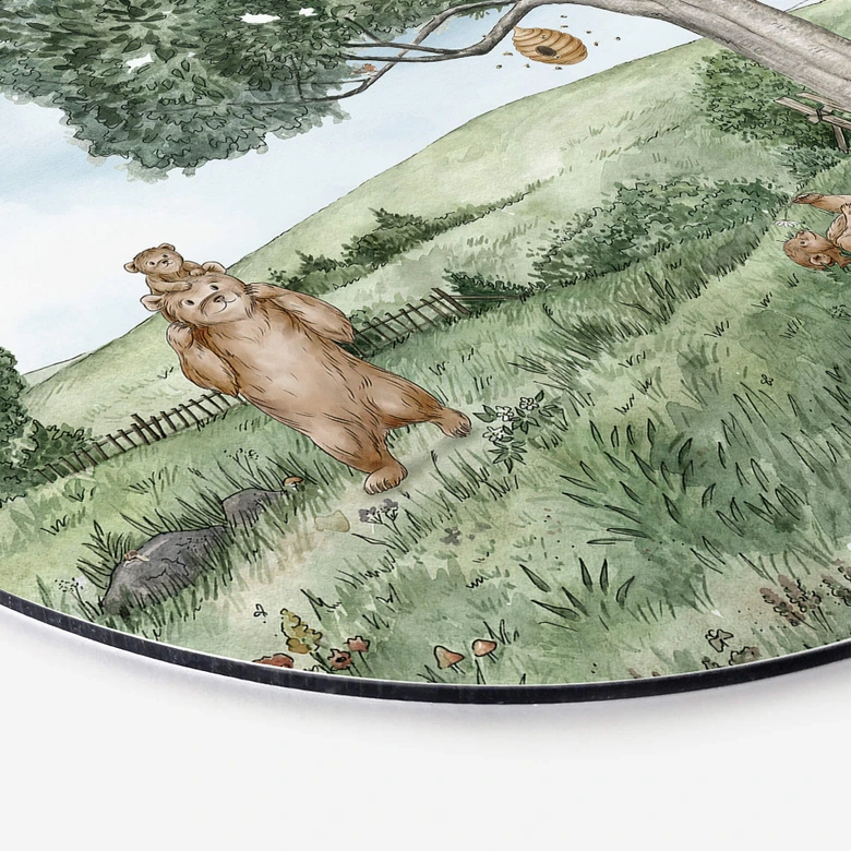 Wandbild Kikki Belle - Bären und Bienen - Alu-Dibond Rund 