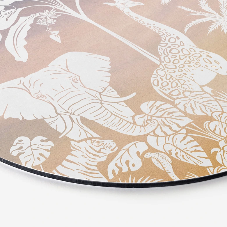 Tableaux ronds Paradis de la jungle avec animaux sauvages - Ombre - Kikki Belle - Alu-Dibond 