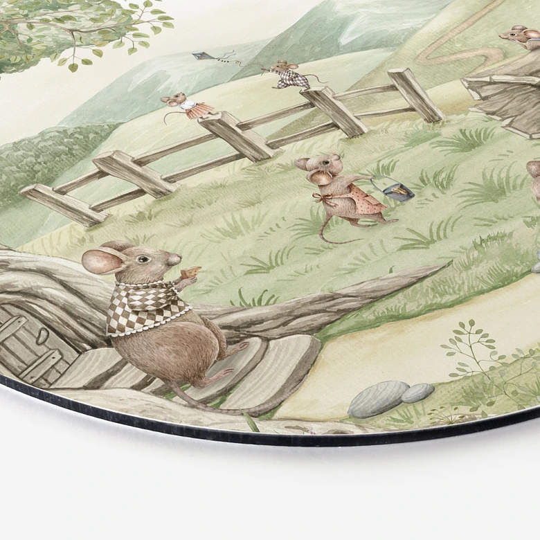 Dibond Wanddecoratie Muizenfamilie in het bos - Kikki Belle 