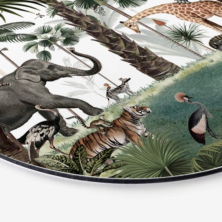 Tableau sur alu-Dibond rond Kikki Belle - Le royaume des animaux 