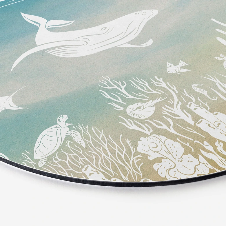 Rundes Wandbild Unterwasserwelt-Paradies - Ombre - Kikki Belle - Alu-Dibond 