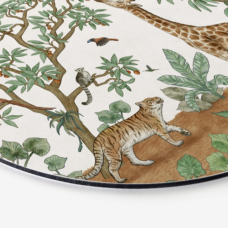 Wandbild Wimmelbild Dschungeltiere - Kikki Belle - Alu-Dibond Rund 