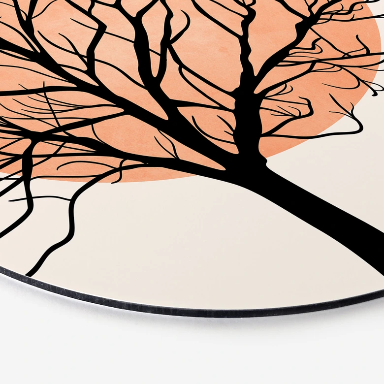 Vægcirkel Abrikos solnedgang - Kubistika 