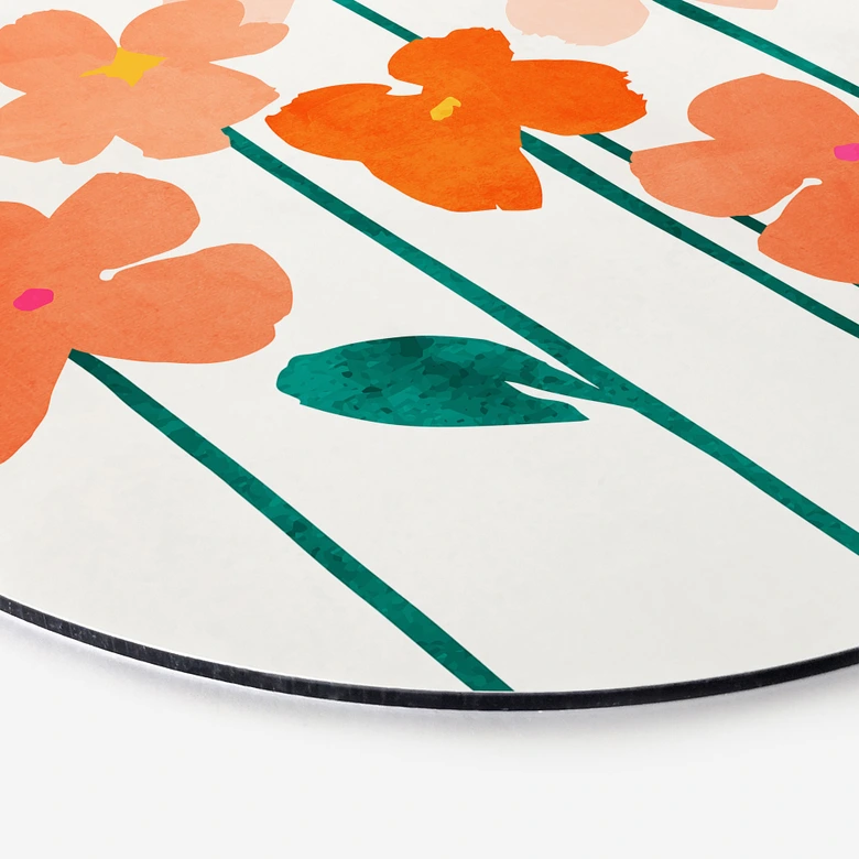Wandbild Kleine Blumen in Peach-Farben - Kubistika - Alu-Dibond - Rund 