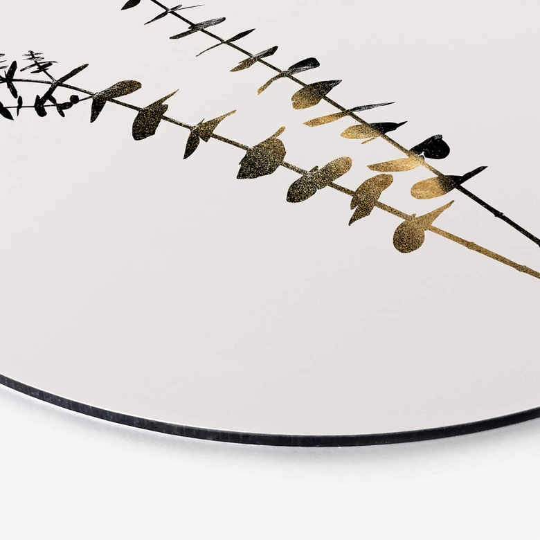 Tableau en alu-Dibond Kubistika - Eucalyptus noir et doré - Rond 