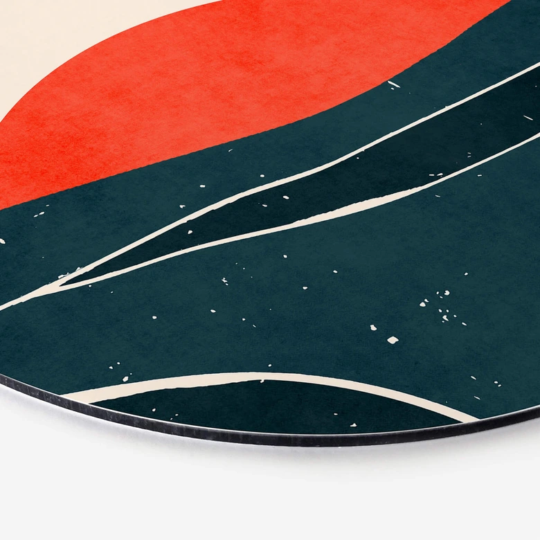 Wandbild Sonnenuntergang am Meer mit Tauben - Kubistika - Alu-Dibond - Rund 