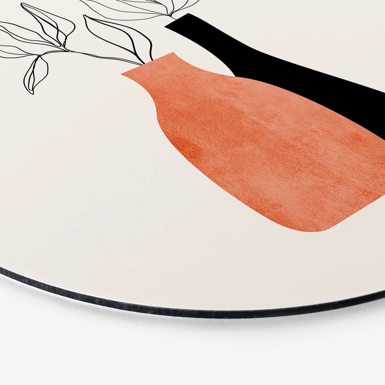 Wandcirkel Vazen in zwart en oranje - Kubistika 