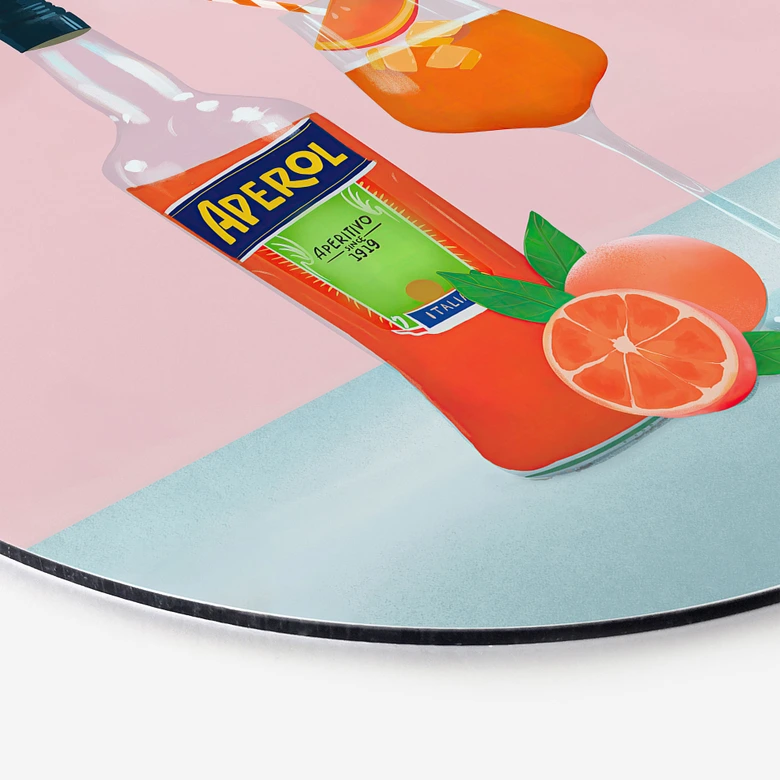 Wandbild Aperol Spritz - Lizde - Rund - Alu-Dibond 