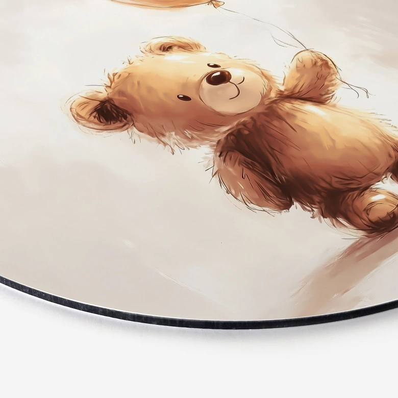 Fototapet Lille bamse med ballon - Magnusson - Alu-Dibond Round 