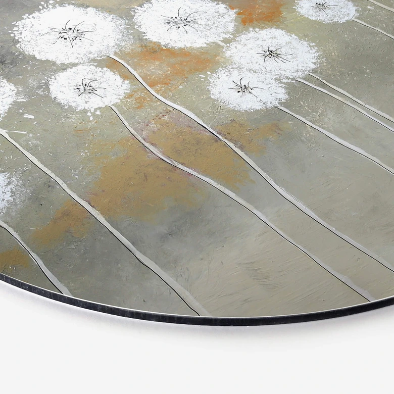 Wandcirkel Melz - White Dandelions 