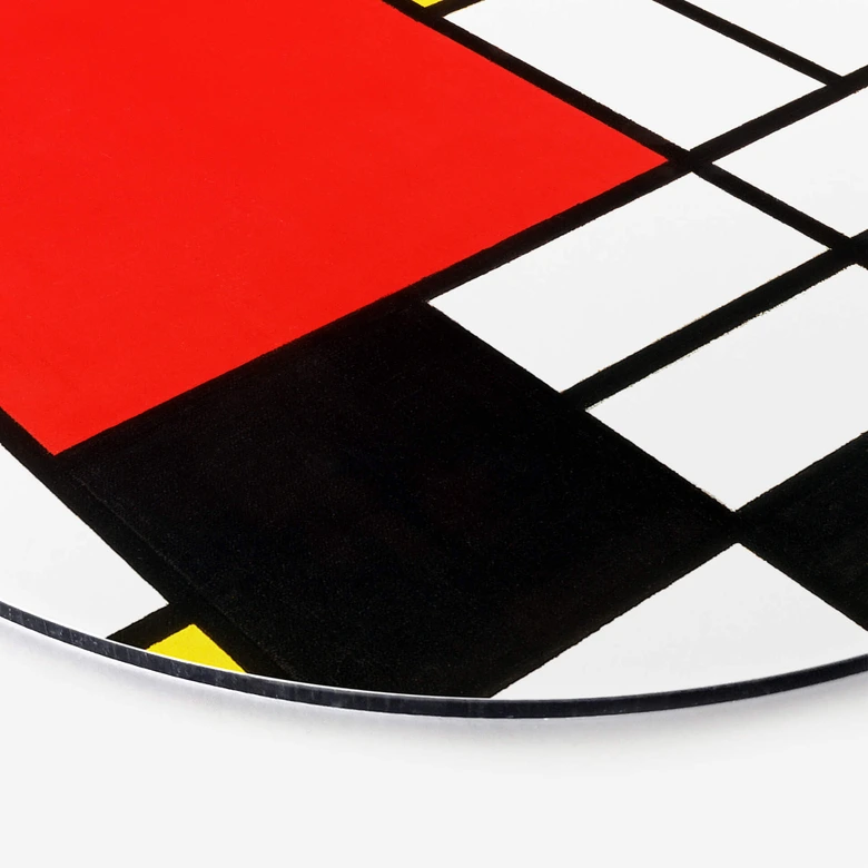 Alu-Dibond Mondrian - Komposition mit Rot Gelb Blau und Schwarz - Rund 