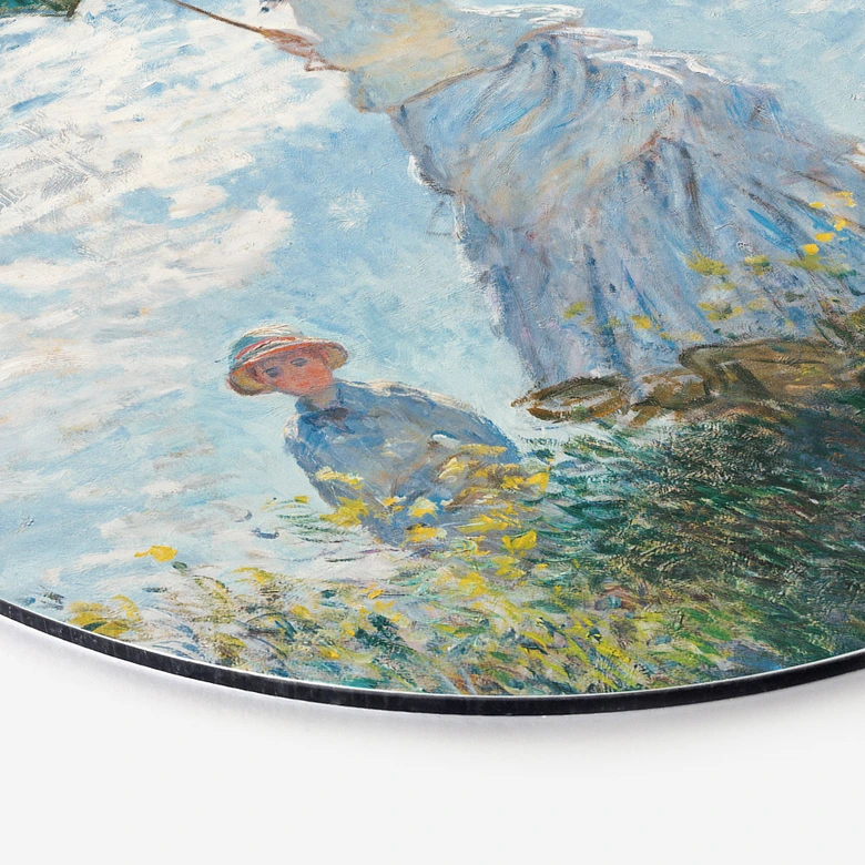 Wanddecoratie Monet - Vrouw met parasol - Madame Monet en haar zoon - Alu-Dibond Rond 