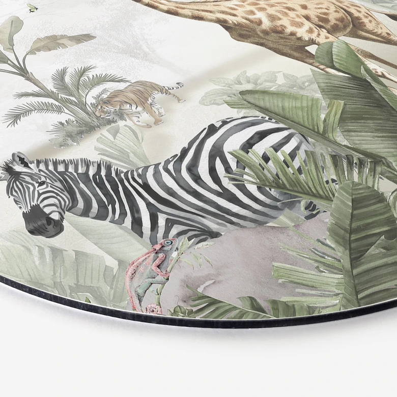 Wandbild Dschungeltiere auf großer Safari - Ms Tiff - Alu-Dibond - Rund 