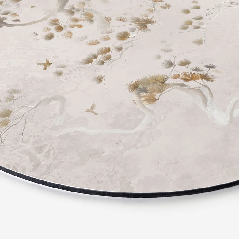 Wandbild Elegante Kiefer im asiatischen Stil - Ms Tiff - Alu-Dibond Rund 
