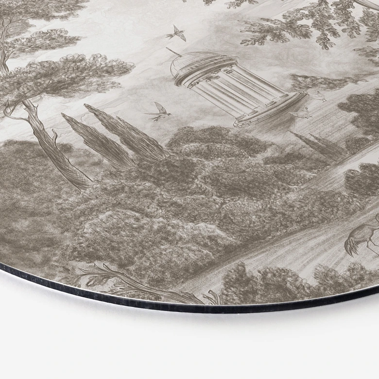 Wandbild Landschaft mit Gartenlandschaft in Beige - Ms Tiff - Alu-Dibond Rund 