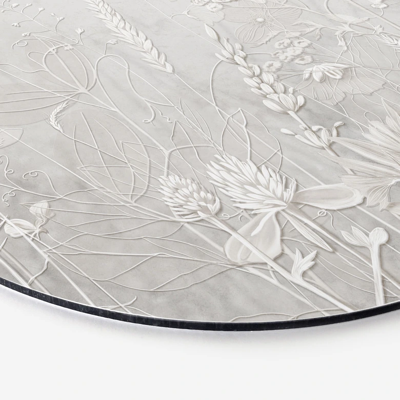 Wandbild Pflanzen in Weiß im modernen Design - Ms Tiff - Alu-Dibond Rund 