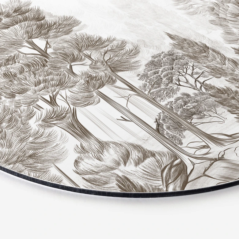 Wandbild Wald mit Waldlandschaft in Beige - Ms Tiff - Alu-Dibond Rund 