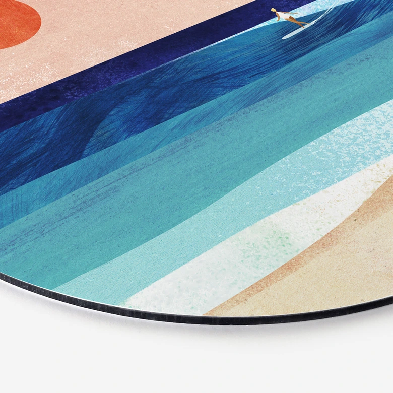 Wandbild Surfer Mädchen beim Sonnenuntergang - Rivers - Rund - Alu-Dibond 