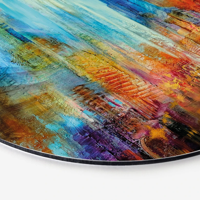 Tableau sur alu-Dibond rond Ville abstraite - Schmucker 