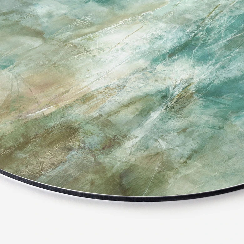 Wandbild Salbeigrünes Nebellicht - Schmucker - Alu-Dibond Rund 