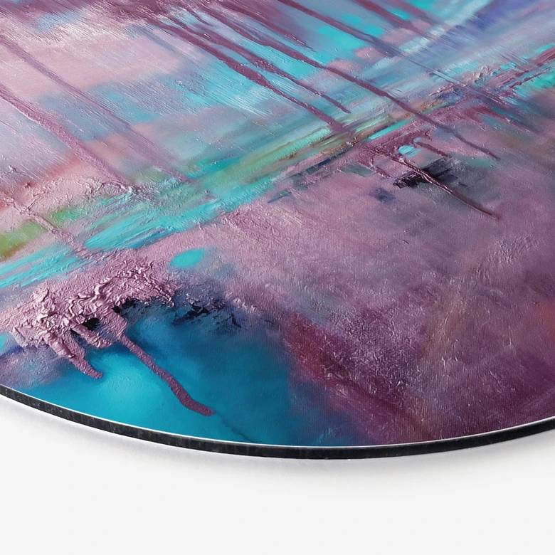 Wandbild Violetter Regen über blauem Dunst - Schmucker - Alu-Dibond Rund 
