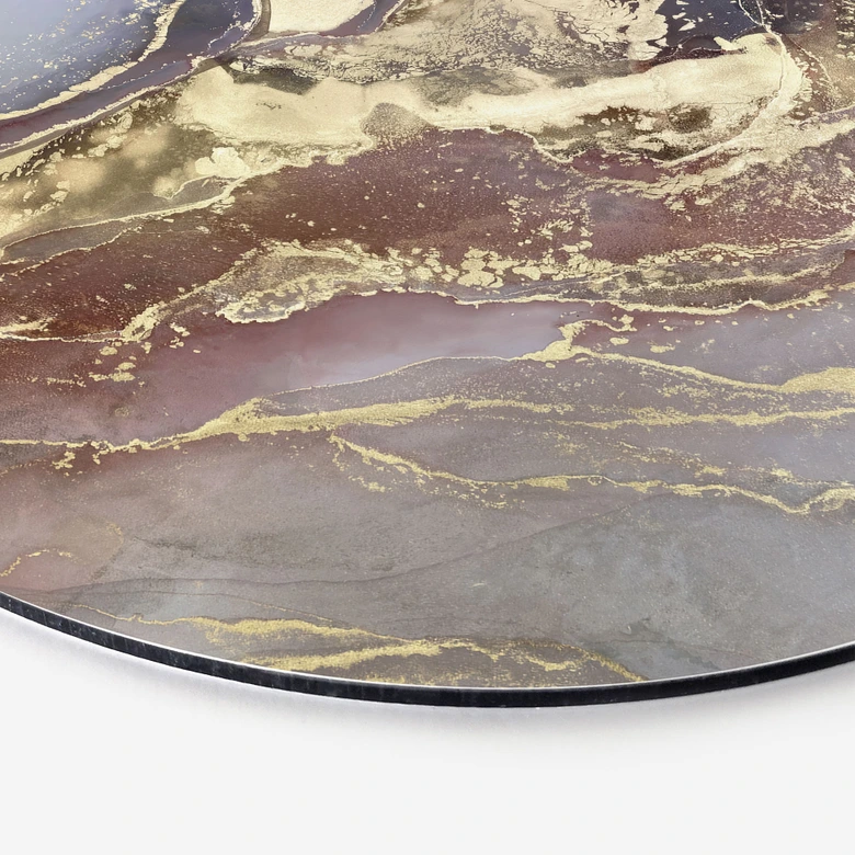 Wandbild Edle Strukturen in Gold und Violett - Shelest - Alu-Dibond Rund 