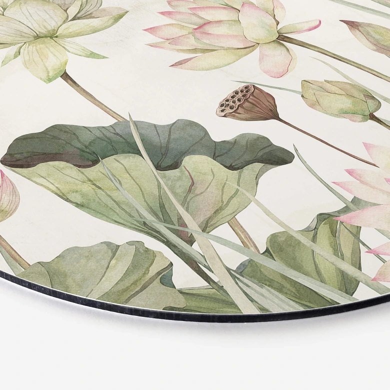 Alu-Dibond Wandbild Sir Edward - Seerosen Idyll in Pastell - Rund 