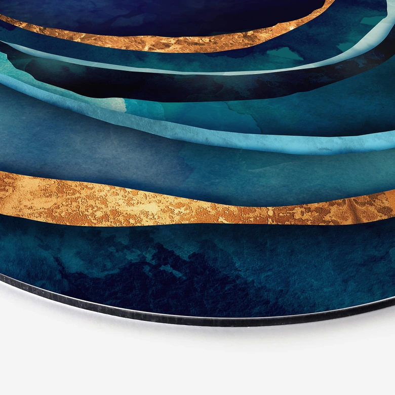 Wandcirkel SpaceFrog Designs - Blauw & Goud Abstract 