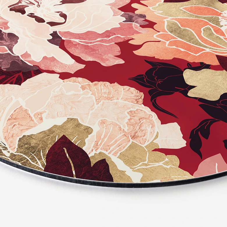 Wandbild Pfingstrosen mit großen Blüten - SpaceFrog Designs - Alu-Dibond - Rund 