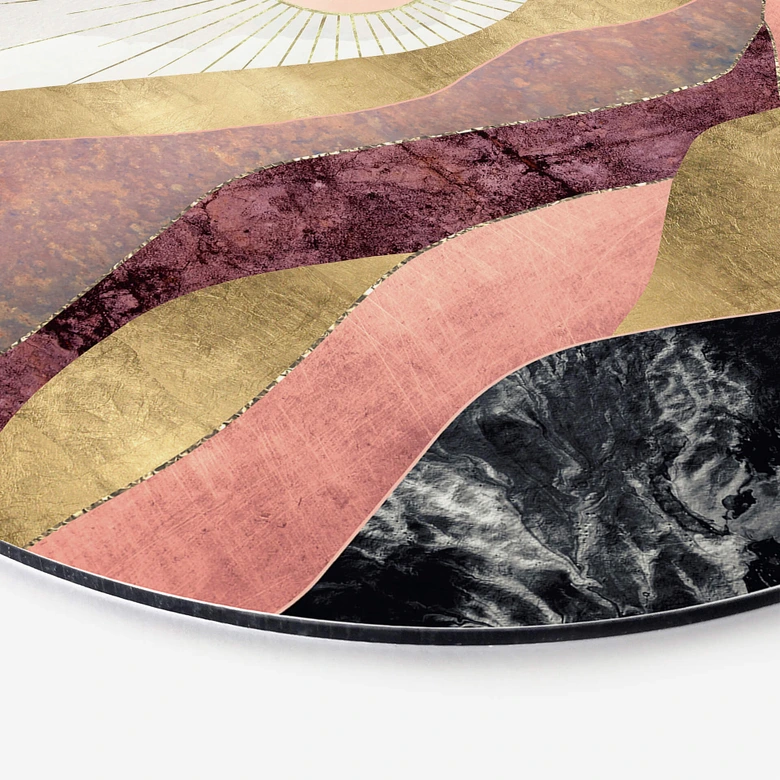 Alu-Dibond SpaceFrog Designs - Rosa Sonne - Rund 