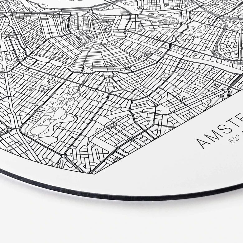 Alu-Dibond Stadtplan Amsterdam - Rund 