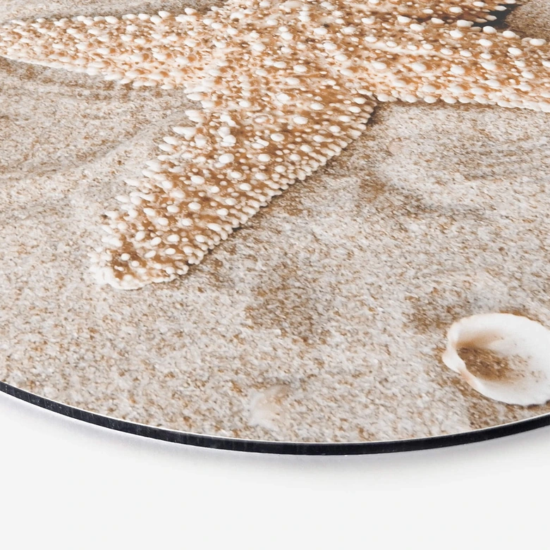 Wandbild Sternfisch im goldenen Strand - Alu-Dibond Rund 