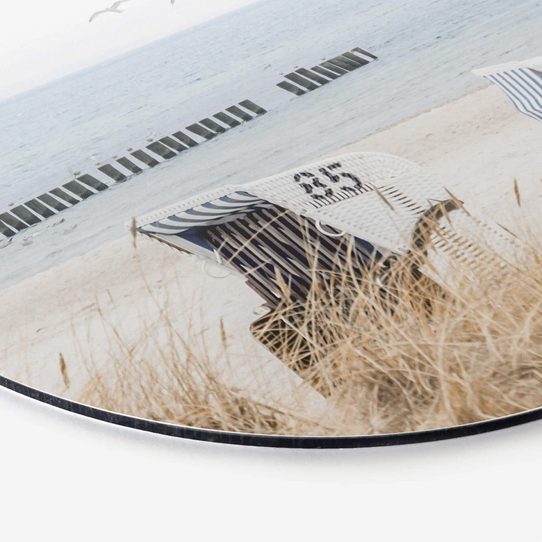 Wandbild Strand mit Meerblick - Alu-Dibond Rund 