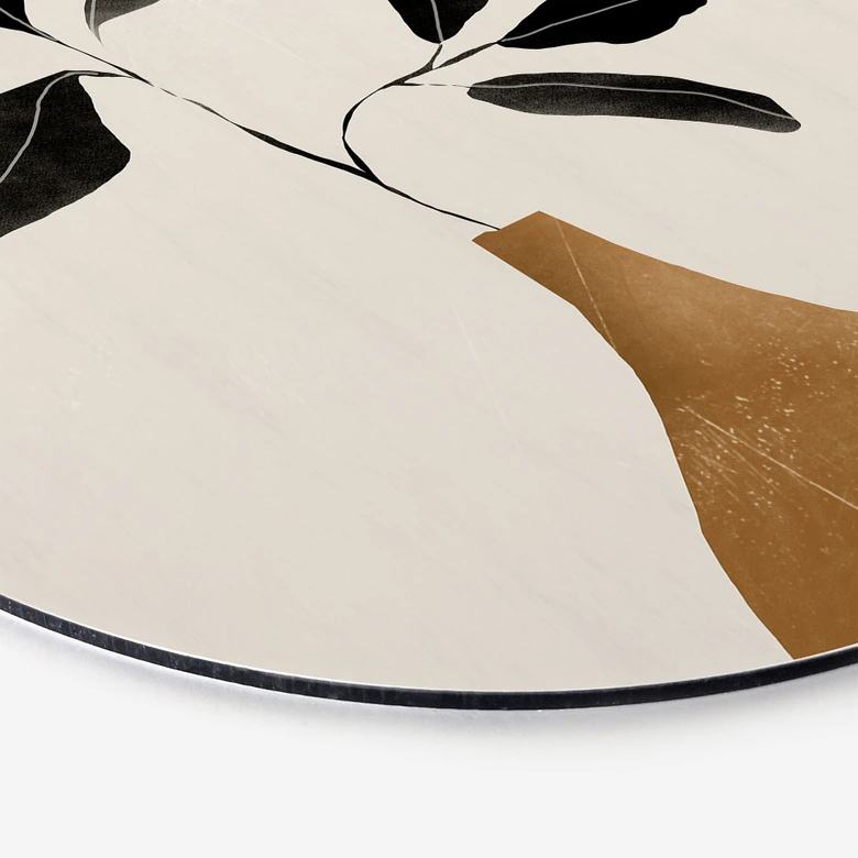 Wandbild Zweig in goldener Vase - ThingDesign - Alu-Dibond Rund 