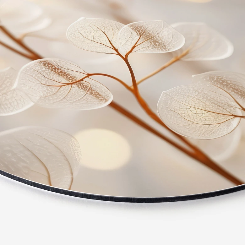 Billede Filigran blade beige - Aluminium dibond - Treechild - Rund 