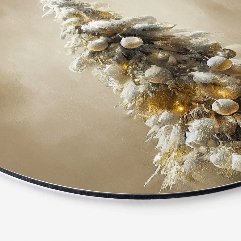 Rundes Wandbild Goldener Weihnachtsbaum - Treechild - Alu-Dibond 